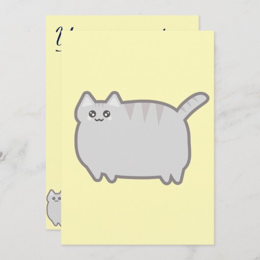 Kawaii Fat Cat Kaart (Voorkant / Achterkant)