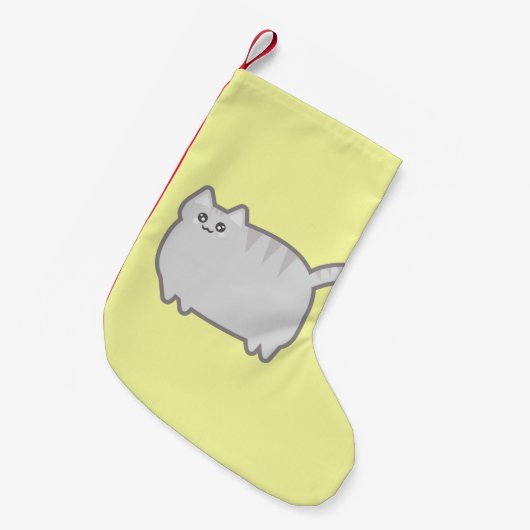 Kawaii Fat Cat Kleine Kerstsok (Voorkant (Hangend))
