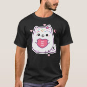 Kawaii Fat Kitty Cat met hart T-shirt (Voorkant)