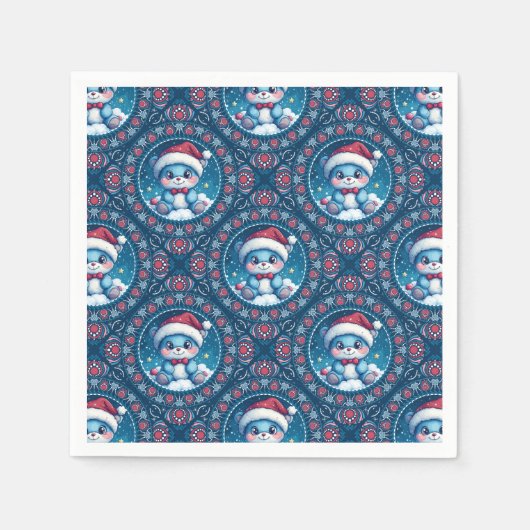 Kawaii Feestelijke Beer Mandala Diamond Tegel Deco Servet (Voorkant)