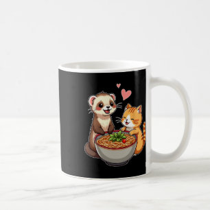 Kawaii Ferret en Cat Eating Ramen Schattige Japans Koffiemok