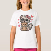 Kawaii Ferret Knuffelteddybeer T-shirt (Voorkant)