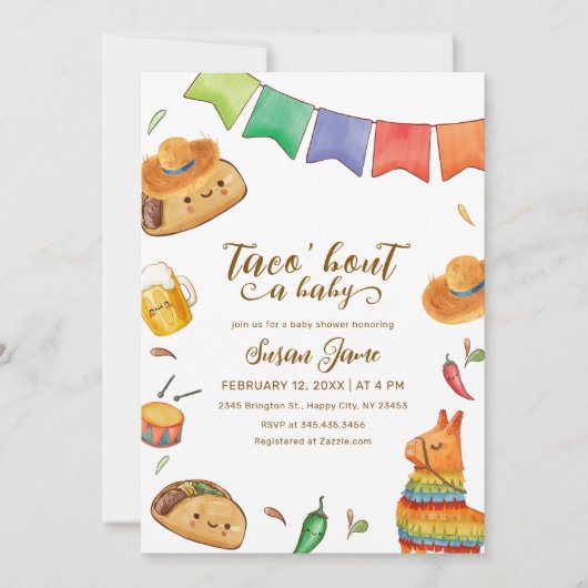 Kawaii Fiesta Taco 'Over een Baby shower Kaart (Voorkant)