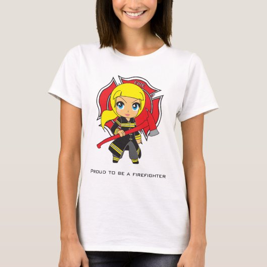 Kawaii Firefighter girl -  T-shirt (Voorkant)