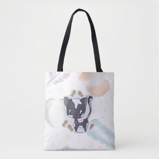 Kawaii Fish Cat met de Canvas tas van de veren (Voorkant)