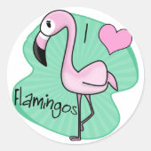 Kawaii Flamingo Cadeaus Ronde Sticker (Voorkant)