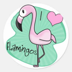 Kawaii Flamingo Cadeaus Ronde Sticker
