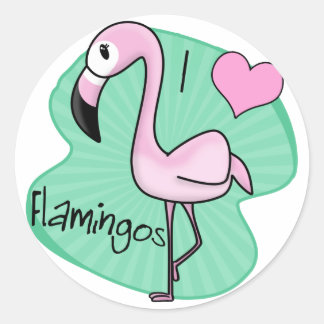 Kawaii Flamingo Cadeaus Ronde Sticker