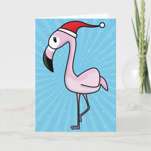 Kawaii Flamingo Christmas Kaart (Voorkant)