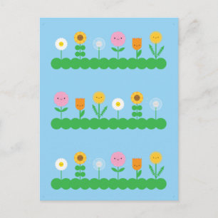Kawaii Flower Field Briefkaart