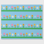 Kawaii Flower Field Cadeaupapier (Vlak)