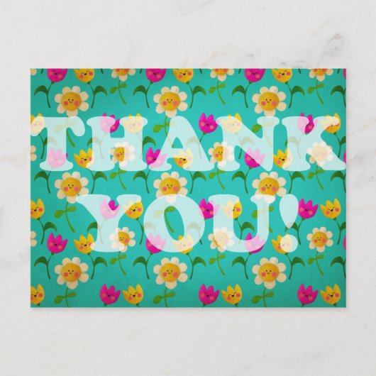 Kawaii Flowers Dank je wel Briefkaart (Voorkant)