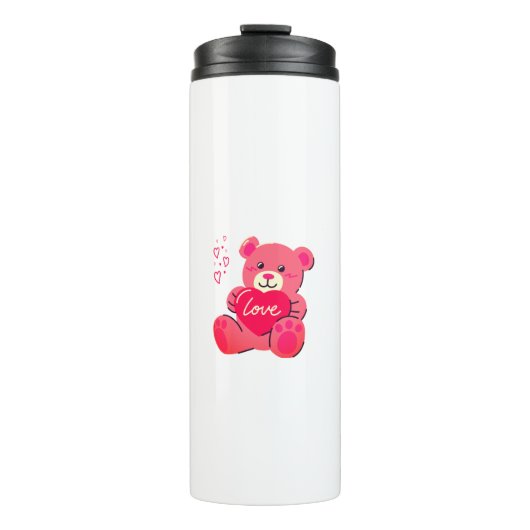 Kawaii Fluffy Dier Roze Thermosbeker (Voorkant)