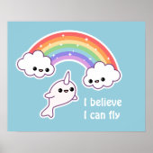 Kawaii Flying Narwhal Poster (Voorkant)