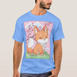 Kawaii Fo Japanse Kitsune Sakura Cherry Blossom T-shirt