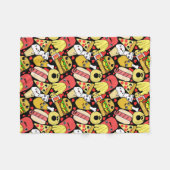 Kawaii Food Characters Pattern Fleece Deken (Voorkant (Horizontaal))