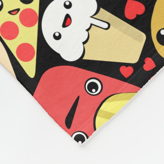 Kawaii Food Characters Pattern Fleece Deken (Hoek)