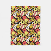 Kawaii Food Characters Pattern Fleece Deken (Voorkant)