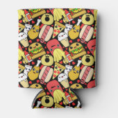 Kawaii Food Characters patterned Blikjeskoeler (Voorkant)