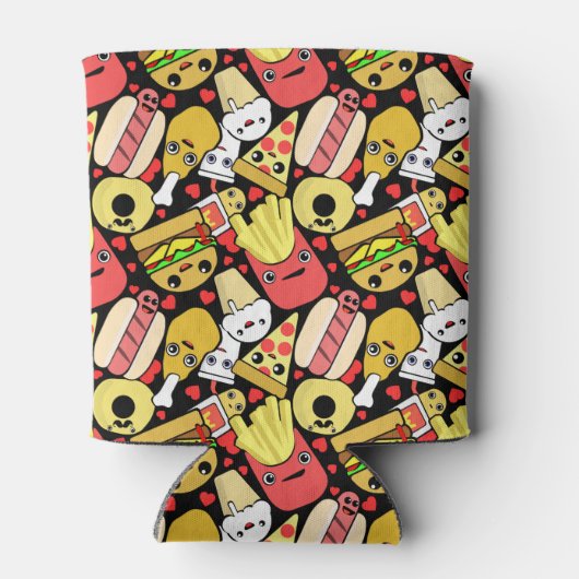 Kawaii Food Characters patterned Blikjeskoeler (Achterkant)