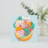 Kawaii Food Feestdagenkaart (Staand voorkant)