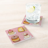 Kawaii Food Glazen Onderzetter (Schuin)