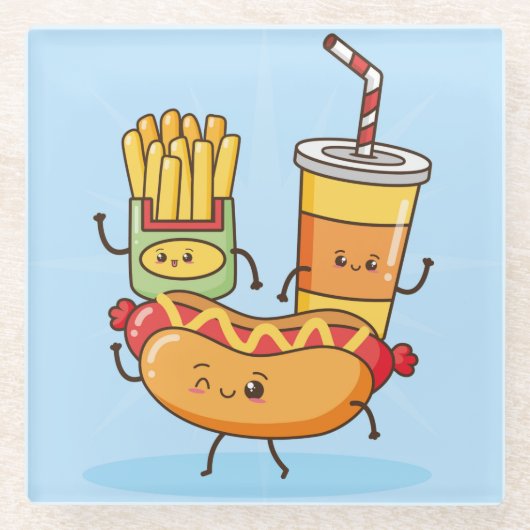 Kawaii Food Glazen Onderzetter (Voorkant)