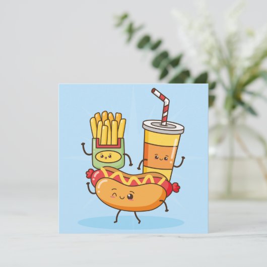 Kawaii Food Holiday Kaart (Staand voorkant)