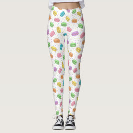 Kawaii Food Pastel French Macarons Patterned Leggings