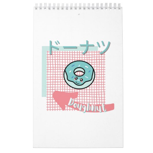 kawaii food- schattige Doughnut, roze, turquoise Kalender (Hoes)