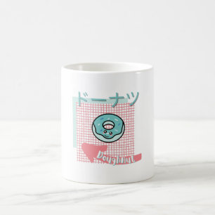 kawaii food- schattige Doughnut, roze, turquoise Koffiemok