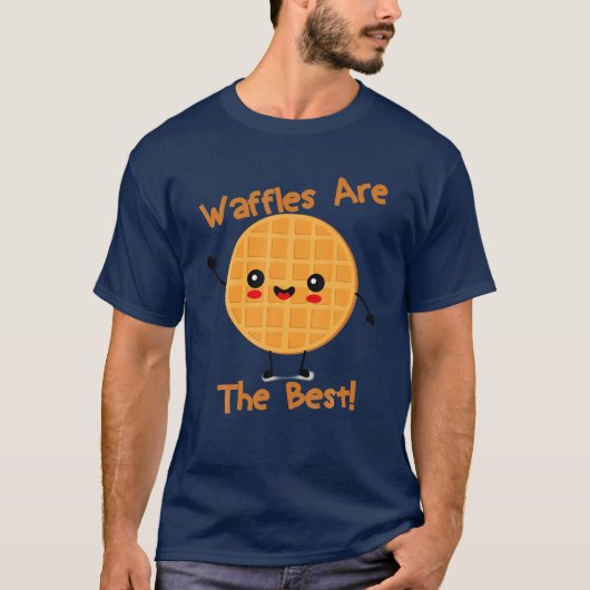 Kawaii Food Waffles is de beste Funny Breakfast L T-shirt (Voorkant)