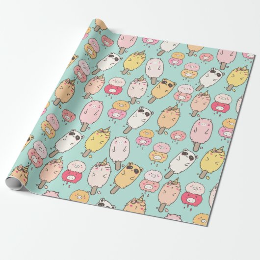 Kawaii Food Wrapping Paper Cadeaupapier (Uitgerold)