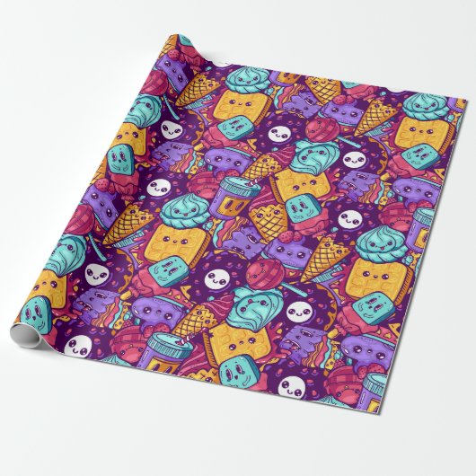 Kawaii Food Wrapping Paper Cadeaupapier (Uitgerold)
