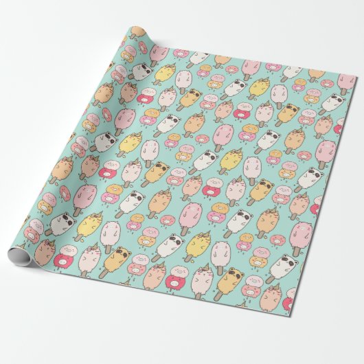 Kawaii Food Wrapping Paper Cadeaupapier (Uitgerold)