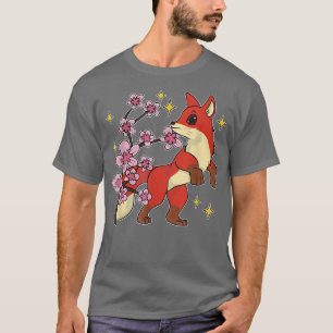 Kawaii Forest Animal Fo Lover Sakura Cherry Blosso T-shirt