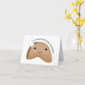 Kawaii Fortune Cookie Day Kaart (Gele Bloem)