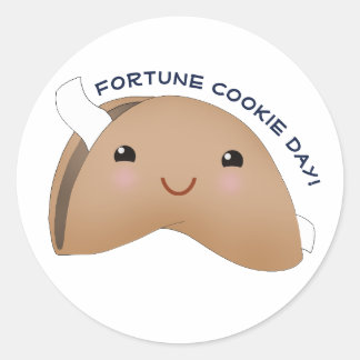 Kawaii Fortune Cookie Day Ronde Sticker