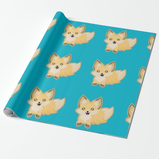 Kawaii Fox Cadeaupapier (Uitgerold)