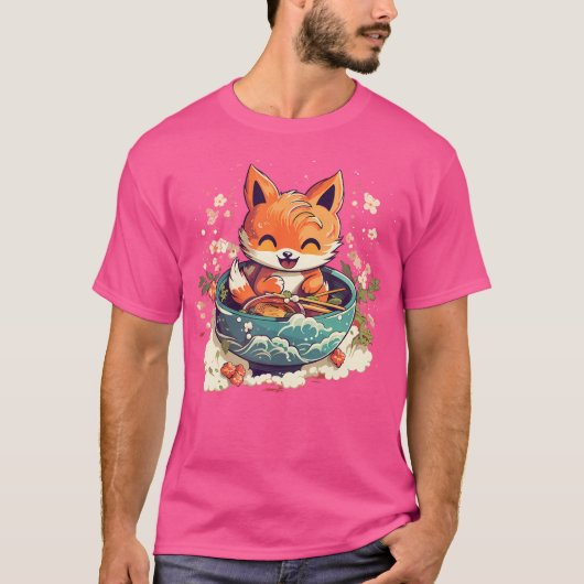 Kawaii Fox Eten Ramen Ramen Noodle Lovers Fox-Th T-shirt (Voorkant)