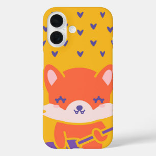 Kawaii Fox Gitarist Schattige Rock Star Animal iPhone 16 Hoesje