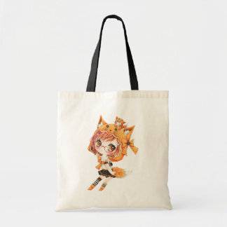 Kawaii fox meisje tote bag