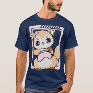 Kawaii Fox Speelt spel voor computerspeler en T-shirt