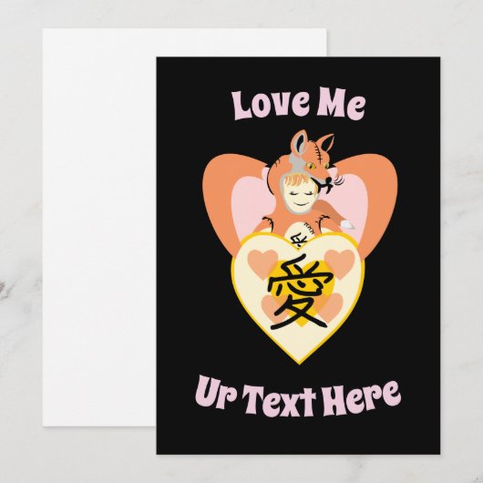 Kawaii Foxy Cosplay Liefdeshart Feestdagenkaart (Voorkant / Achterkant)