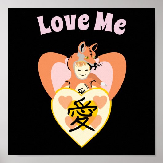 Kawaii Foxy Cosplay Love Heart Poster (Voorkant)