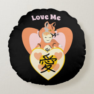 Kawaii Foxy Cosplay Love Heart Rond Kussen