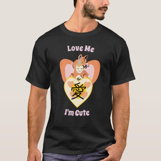 Kawaii Foxy Cosplay Love Heart T-shirt (Voorkant)