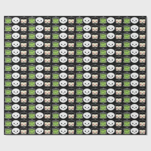 Kawaii Frankenstein Mummy Dracula Gift Wrap Cadeaupapier (Vlak)