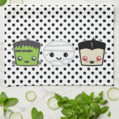 Kawaii Frankenstein Mummy Dracula Kitchen Towel Theedoek (Gevouwen)