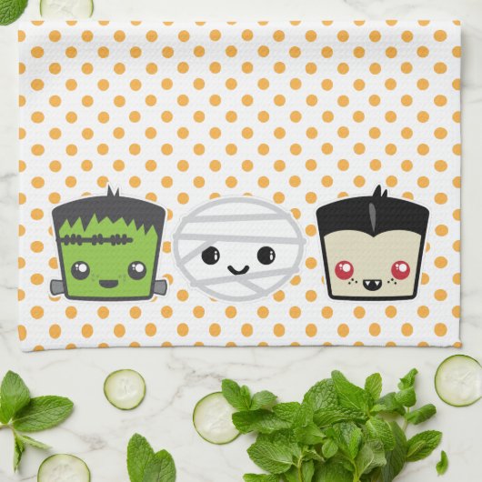 Kawaii Frankenstein Mummy Dracula Kitchen Towel Theedoek (Gevouwen)